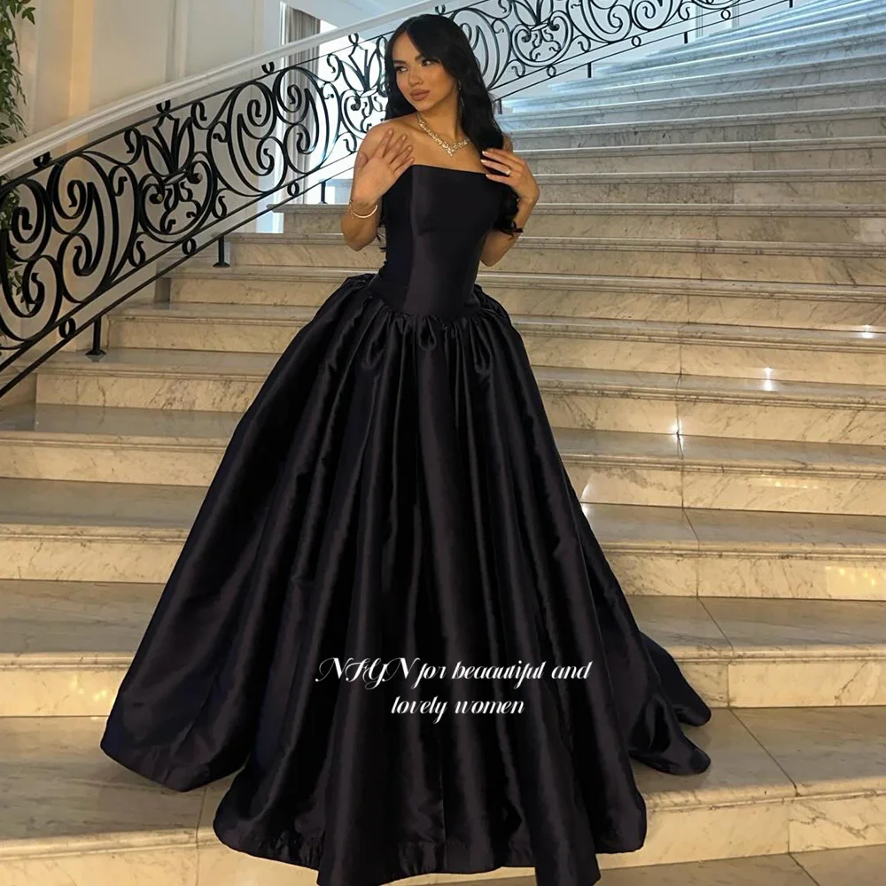 

NFYN Satin Prom Dress Maxi Party Dress A Line Formal Celebrity Gala Dress for Arabic Women Customized