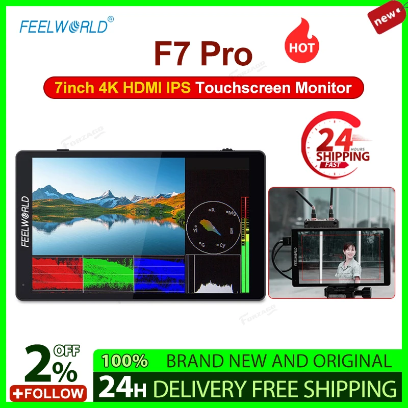 New FEELWORLD F7 Pro 4K Monitor 7 Inch on Camera DSLR Field Monitor 3D LUT Touch Screen IPS HDR 50/60Hz 1920x1200 Video Cameras