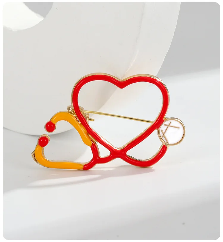 

Medical Care Series Metal Badge Color Dripping Oil Doctor stethoscope Alloy Brooch Nurse's Day Gift Badge