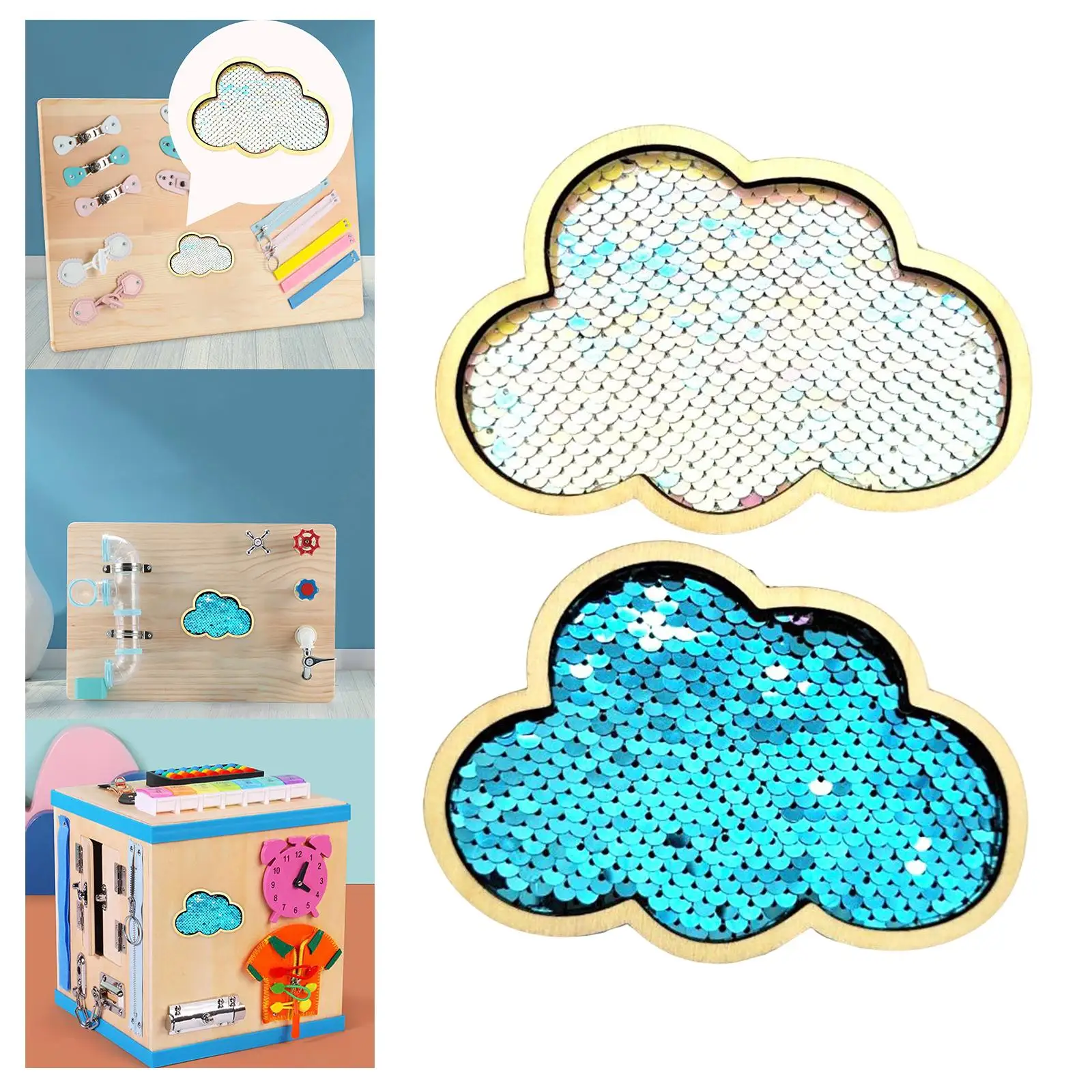 Kids Busy Board, Montessori Toy DIY Accessories Glitter Material for Home