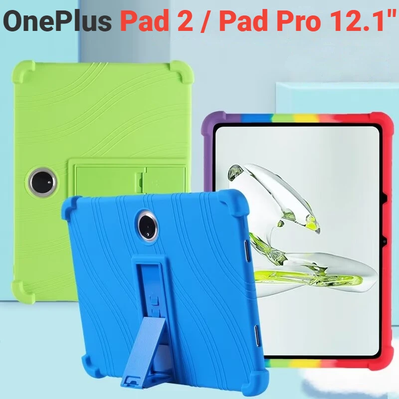 

Soft Silicon Cover For Funda OnePlus Pad 2 Pro (2024) Case 12.1" Tablet PC Kickstand Coque with 4 Shockproof Airbags Kids Safety