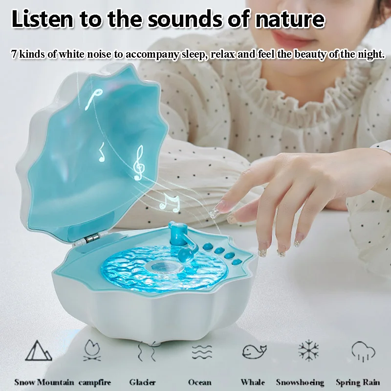 Portable Retro Bluetooth Speaker White Noise Sleep Aid Bluetooth Soundbar with Colorful Projection Light Wireless Music Player