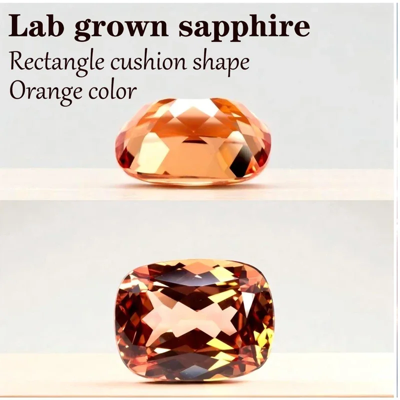 

Сапфировая прямоугольная форма подушки VVS1 оранжевого цвета, выращенный в лаборатории драгоценный камень, оптовая продажа, материалы для изготовления ювелирных изделий своими руками с сертификатом