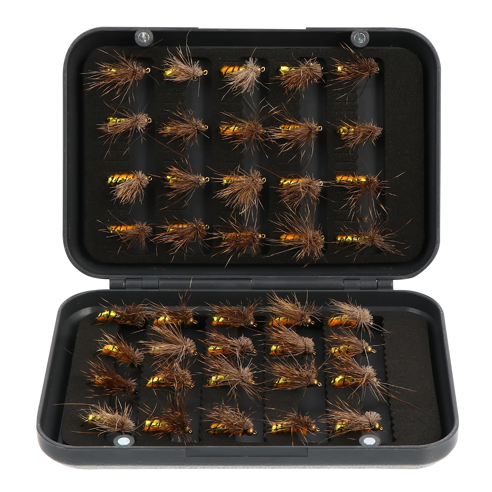

40pcs Fishing Flies Hook Realistic Design Quick Replacement PP Baits Lures Supplies Storage Case Included Fishing Hook