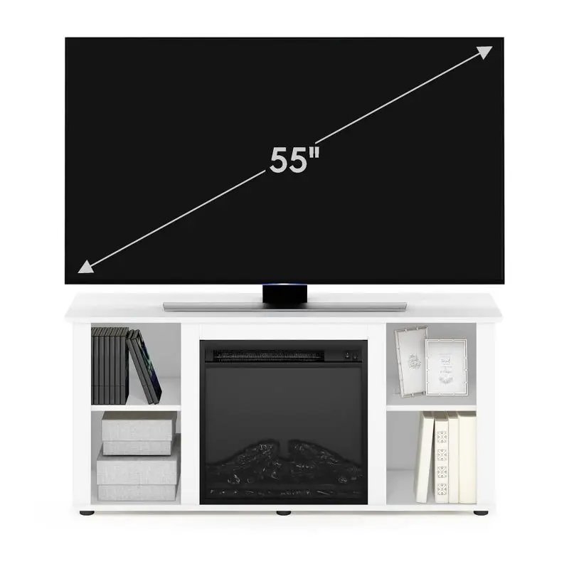 forMinimalist Design Contemporary Style Wooden TV Stand with Fireplace for TV up to 55 Inch for Living Room