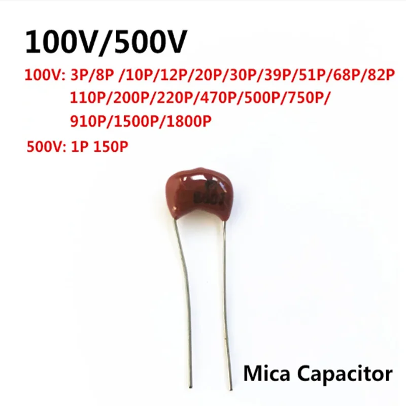 Imagem -02 - Capacitores de Mica Prata para Produtos High-end Amplificador de Guitarra Capacitor Mica Prata Radial para Amplificador de Áudio 63v 100v 500v Pcs