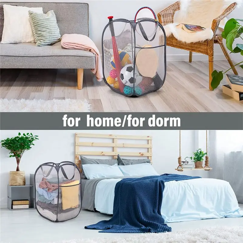 BHBD-3 Pack Collapsible Laundry Basket For Laundry With Side Pocket Reinforced Handles