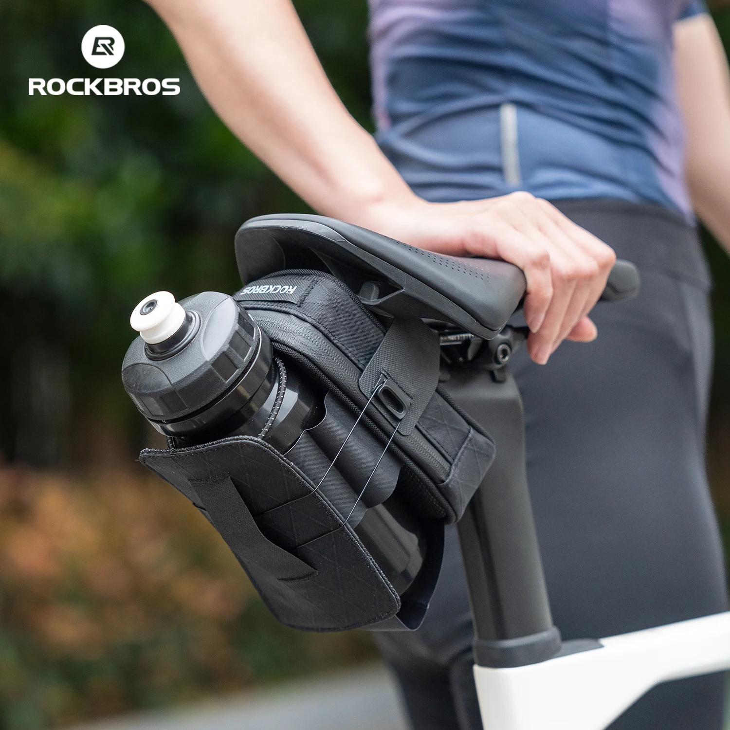 

ROCKBROS Thickened polyester wear-resistant saddlebags portable self-locking bags bicycle multifunctional storage tail bag