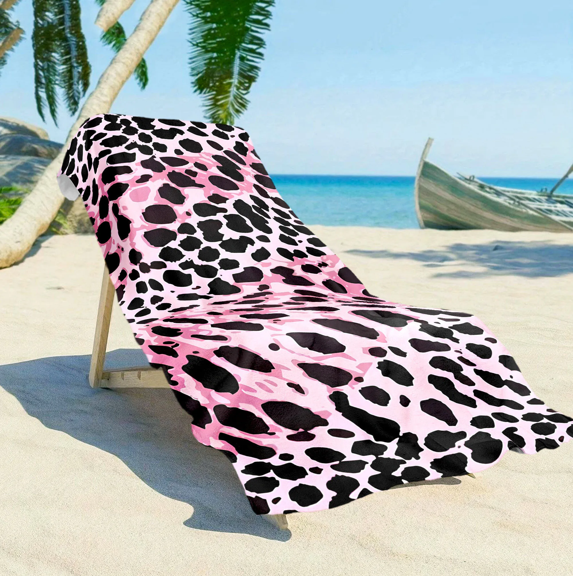 Leopard Print Beach Towel Multi-Use for Yoga Swimming Sports Beach Activities Outdoor Camping And Diving