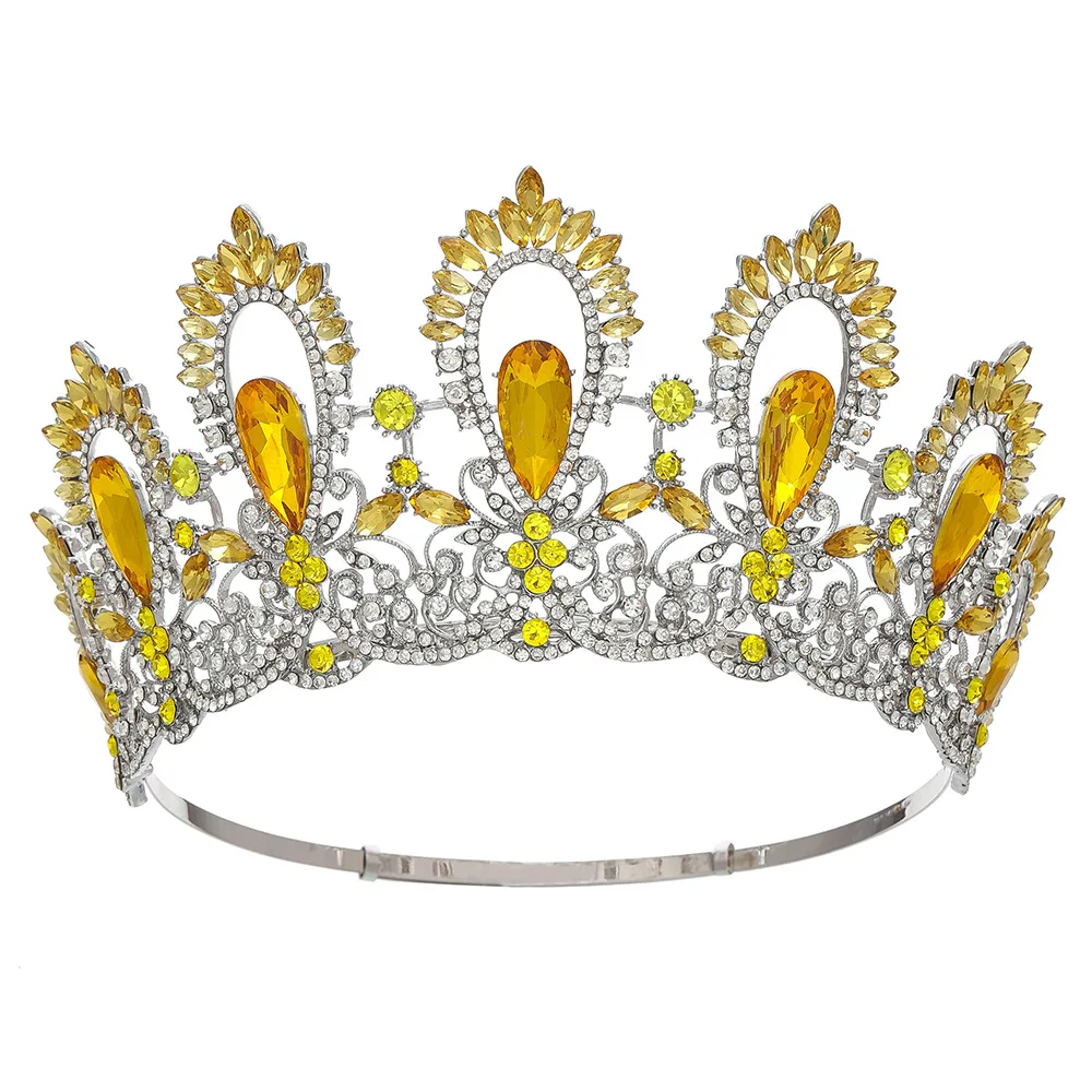 NiuShuya Baroque Style Miss Universe Large Rhinestone Wedding Crown Tiara Crystal Queen Princess Tiara Pageant Hair Accessories