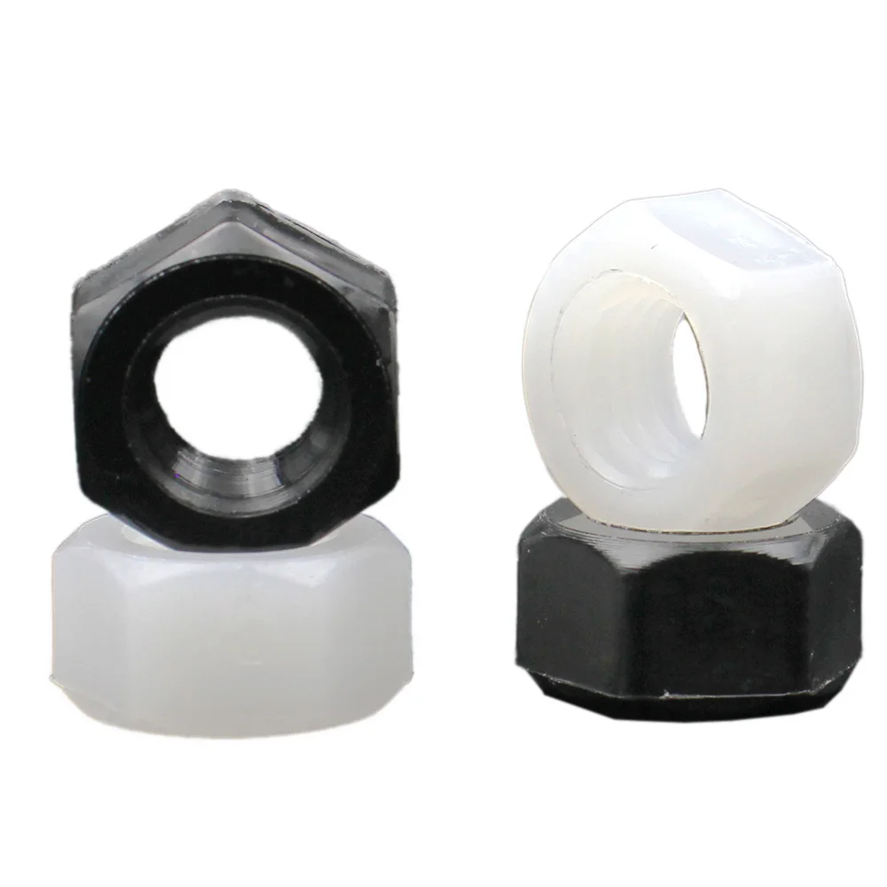 

5-50PCS M2-M20 DIN934 Nylon Hex Nuts, White & Black Plastic Fastener Nuts