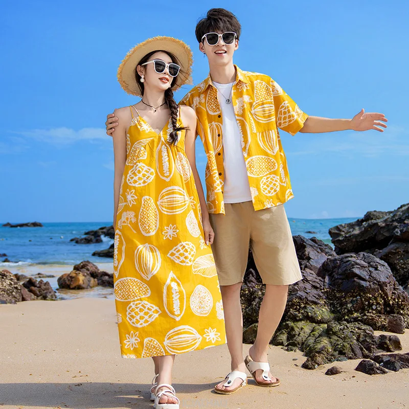 

Family Matching Outfits Summer Beach Dress Mom Daughter Girl Dresses Father Son Shirt Set Children Vacation Twin Clothes Vestido