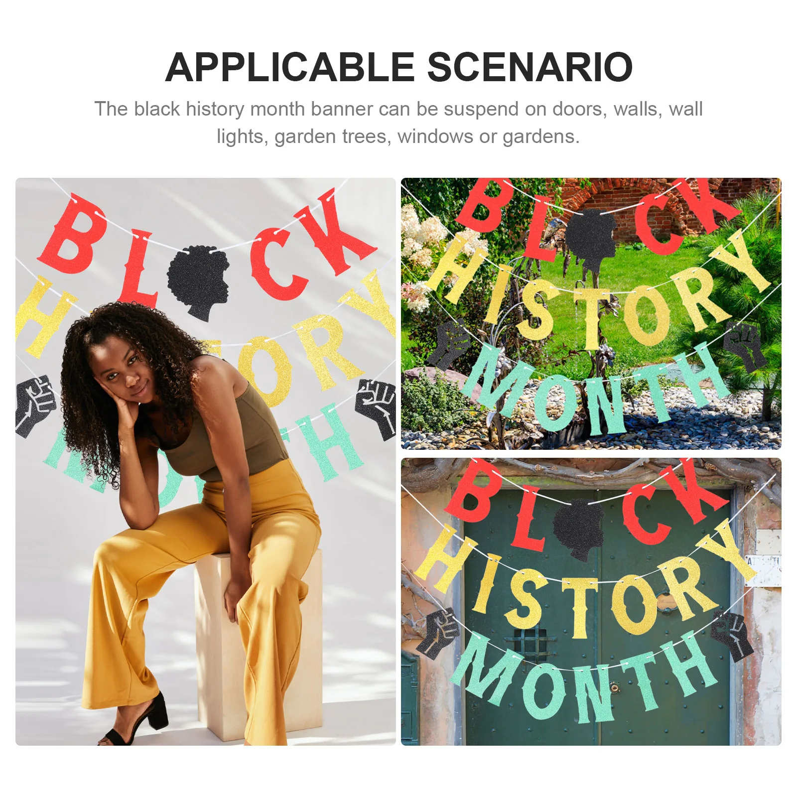 

1 set 1 Set Glitter Banner Month Hanging Pull Flag Party Decor Bunting Banner Home Decoration Outdoor Indoor Event