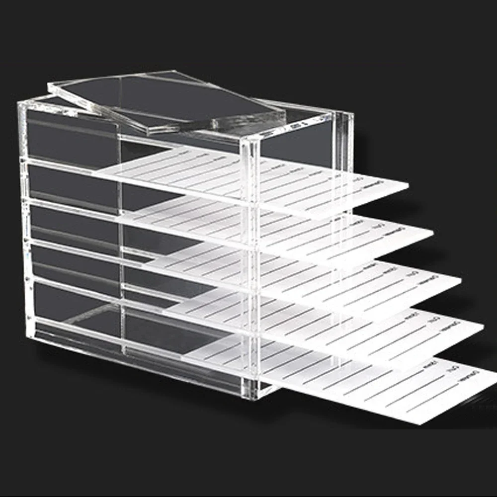 Scatola di immagazzinaggio per estensioni delle ciglia a 5 strati Pallet acrilico Supporto per organizer per ciglia in visone Espositore per innesto Strumenti per il trucco Forniture