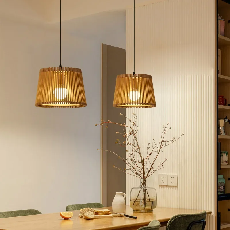

SANDYHA Modern Simple LED Chandelier Solid Wood Pendant Light Fixture for Bedroom Dining Room Study Home Decor Stylish Lighting