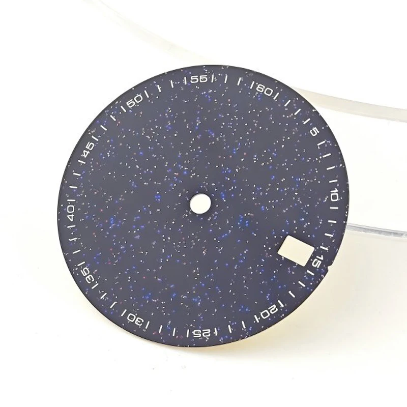 28.5mm No Logo Enamel Texture Blue Starry Sky Watch Dial Arabic for Seiko Datejust NH35/36 Automatic Movement Case Mod Parts