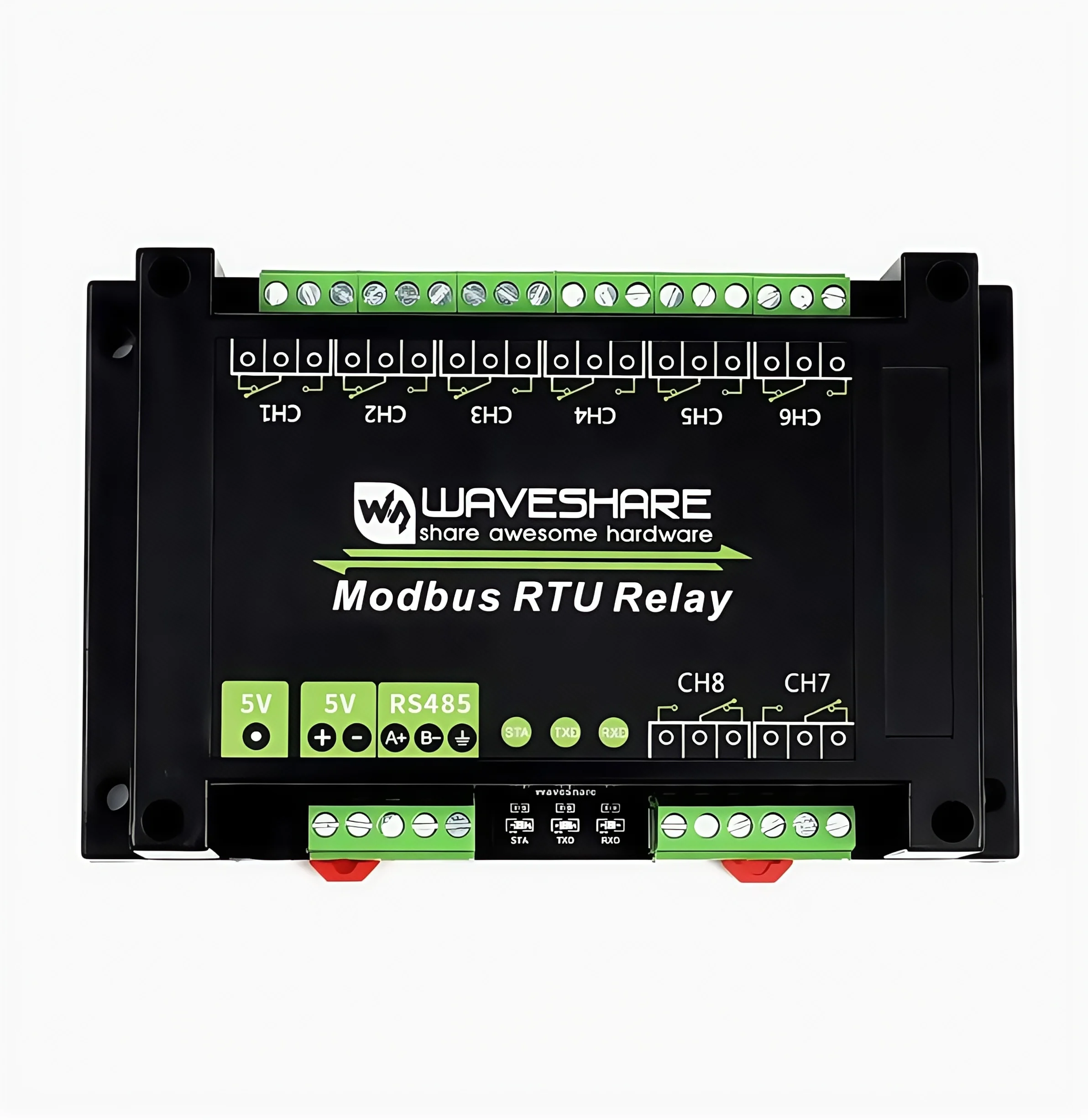 

Релейный модуль Waveshare Industrial Modbus RTU с 8/16/32-канальным интерфейсом RS485 и изоляцией