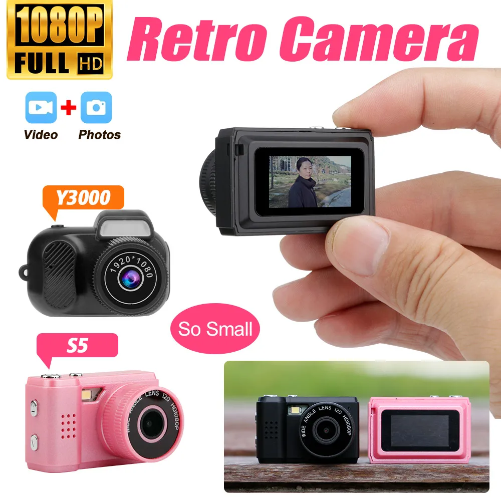 

S5 Retro Mini Camera With Screen Indoor Home Outdoor 1080p Sports Portable Vintage Very Small Mini Camera Video Recorder Y3000