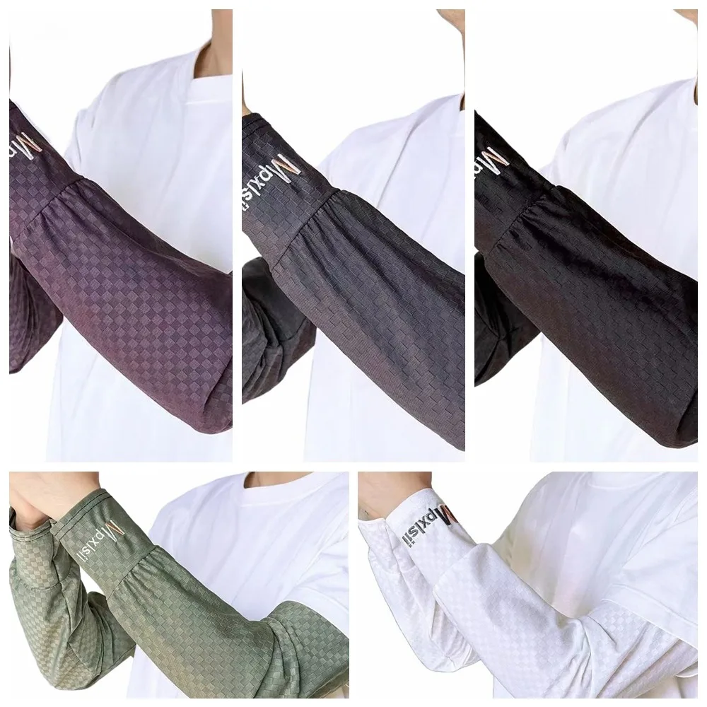 حماية الذراع بأكمام طويلة من الحرير الجليدي، أغطية ذراع واقية من الشمس شبكية مربعة الشكل، أكمام ثلجية عازلة للأشعة فوق البنفسجية، قفازات ركوب الدراجات في الهواء الطلق