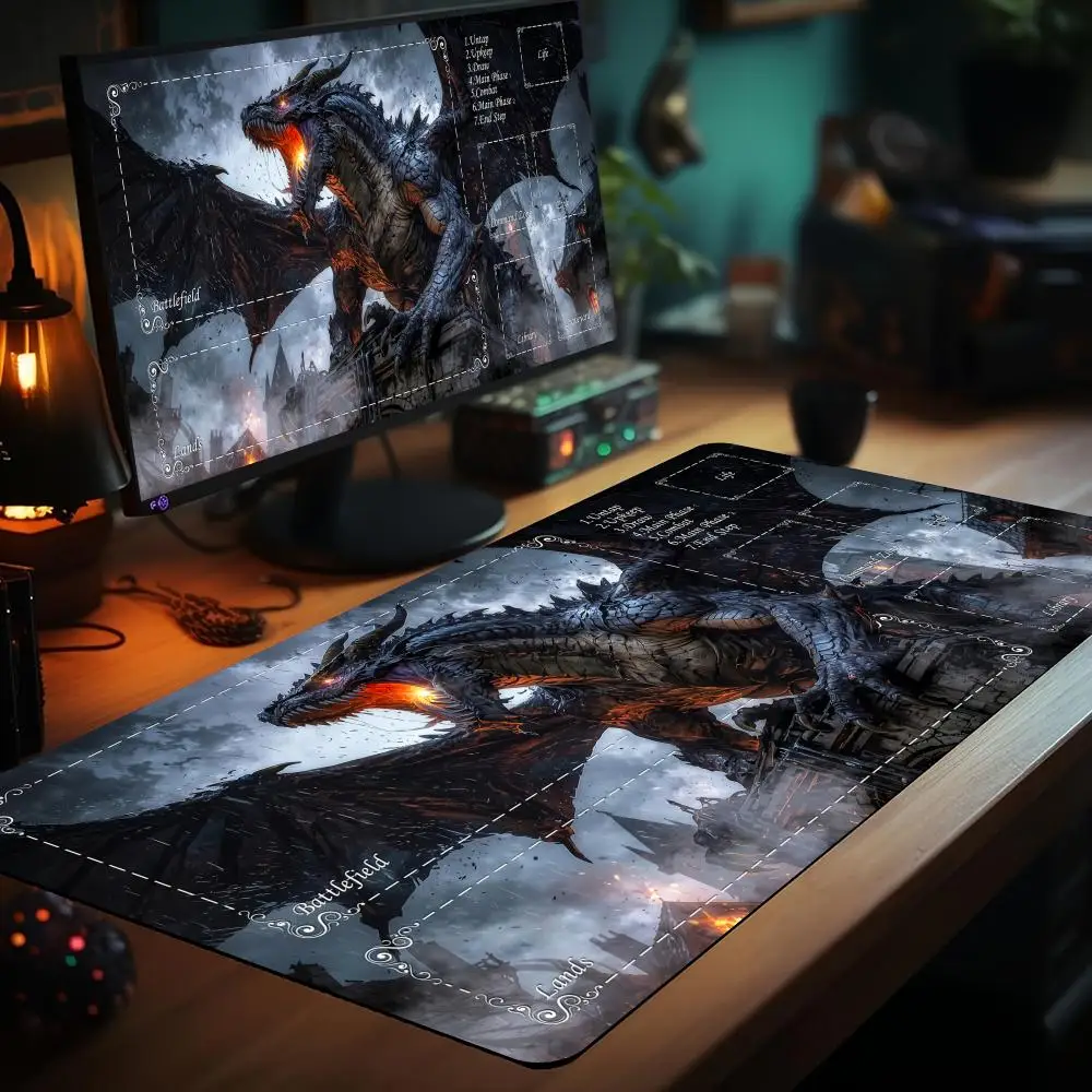 

Giant Dragon Theme MTG Playmat 35X60CM Magic Card Battle Mat With Stitched Edge Non-Slip tapete magic mtg Tabletop playmat