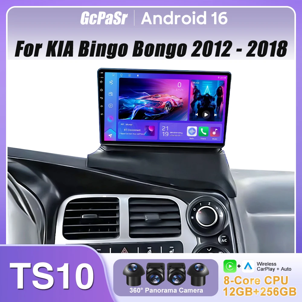 Rádio Automotivo Carplay para KIA Bingo Bongo 2012 - 2018 LHD Navegação GPS Android Auto Android 16 5G Reprodutor Multimídia Sem 2din BT 4G