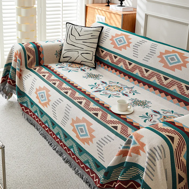 

Bohemian cotton linen ethnic style sofa towel sofa cover blanket outdoor camping blanket geometric full cover sofa cover