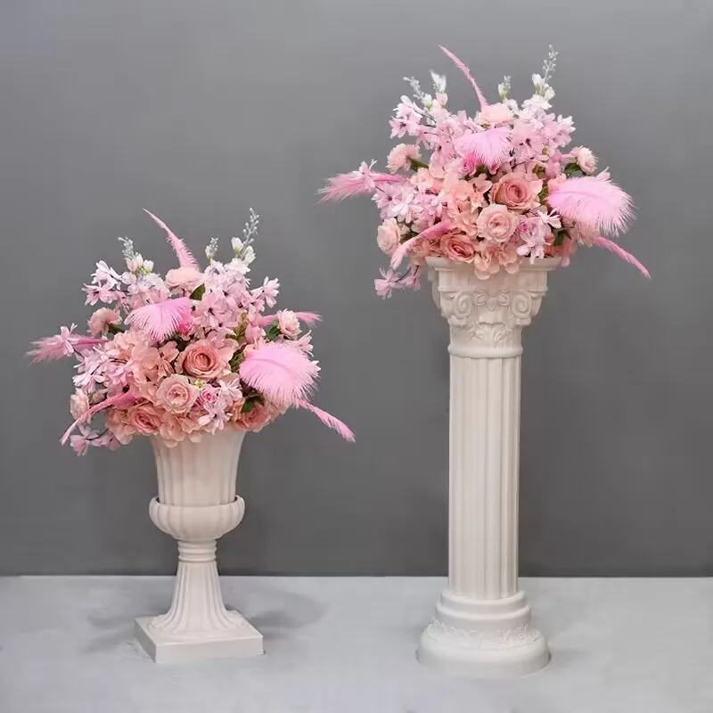 Round Roman Columns Upright Pillar Arches Flower Pots European Road Leading Wedding Party Scene Plastic Flower Pots Decorations