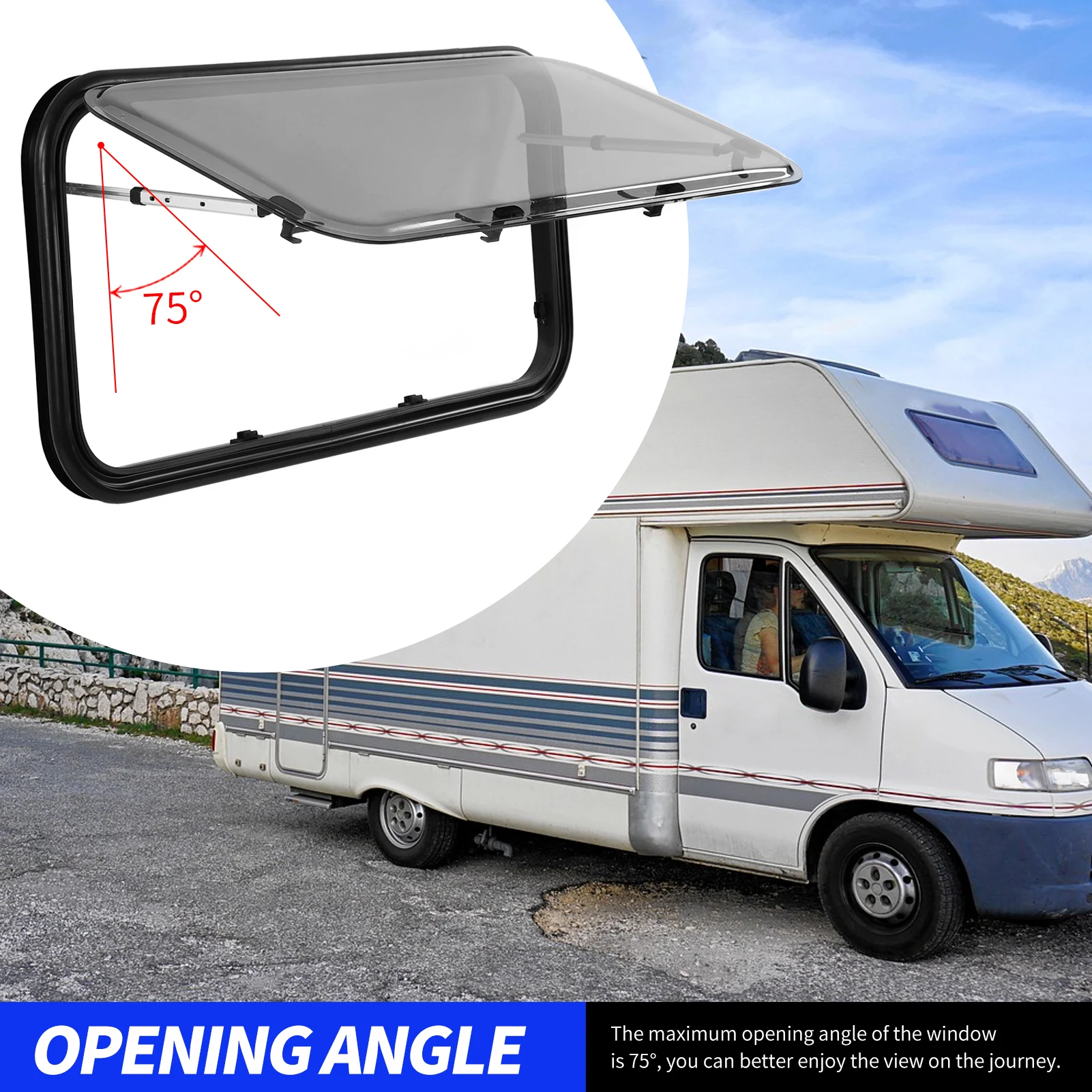 

Выдвижное окно RV L1000 H500мм, водонепроницаемое, с функцией приватности и солнцезащитной шторкой, для стен толщиной от 28 до 45 мм