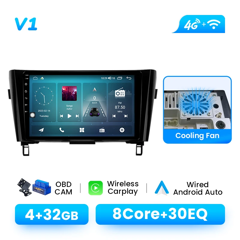 Draadloze CarPlay AI Voice Autoradio Multimedia Voor Nissan Qashqai J11 X-Trail 3 T32 2013-2017 Android 8 GB 128 GB GPS 4G Wifi DSP