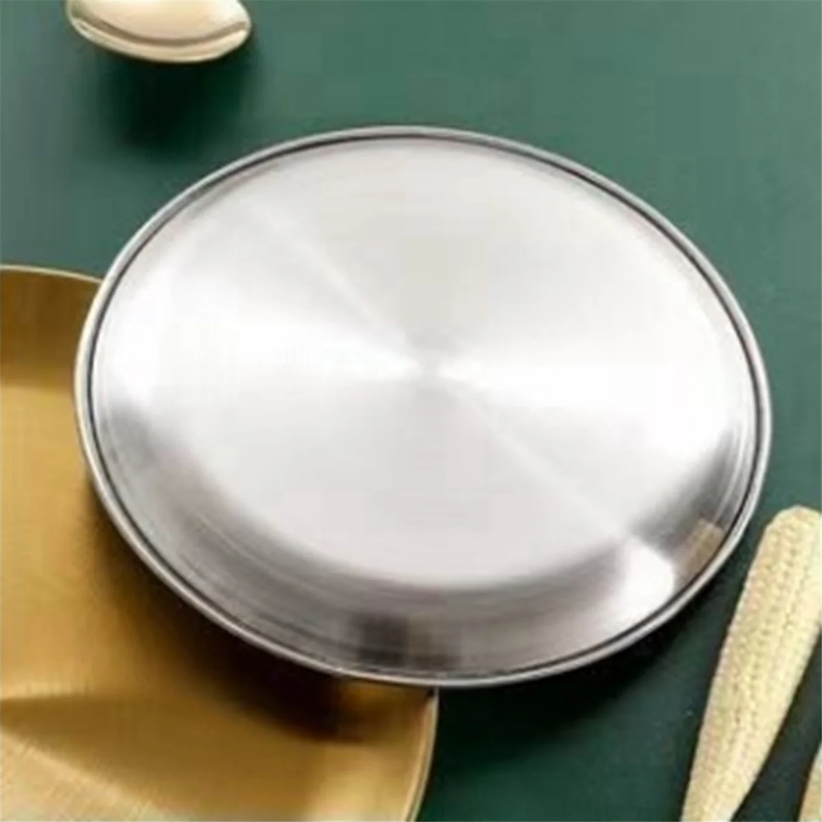 20cm Stainless Steel Bone Spitting Dish Silver Shallow Tray Metal Dining Disc Round Plate Dessert Tableware