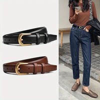 Stylish Monochrome PU Leather Belt - Golden Pin Buckle, Simple, Casual, Versatile, Adjustable Waistband for Pants