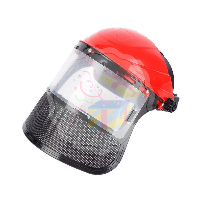 Scratch Resistant Grass Trimmer Safety Helmet Full Face Mesh Mask Adjustable Head Protection for Logging Yard Gardening