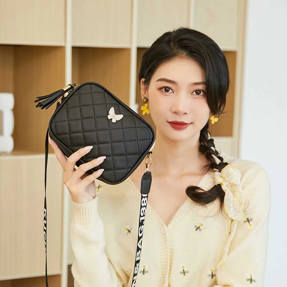 New Fashion Women Crossbody Bags Makeup Bag Women Trend Lingge Embroidery Camera Shoulder Bag 2023 Design Small Messenger Bag