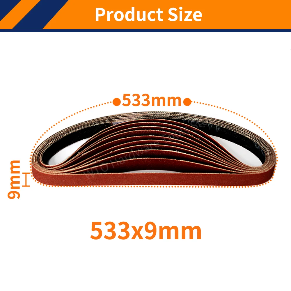 10PCS 533*9mm Sanding Belts 40-1000 Grits Metal Polishing Sandpaper Sanding Machine Accessories for Belt Sander Metal Polishing