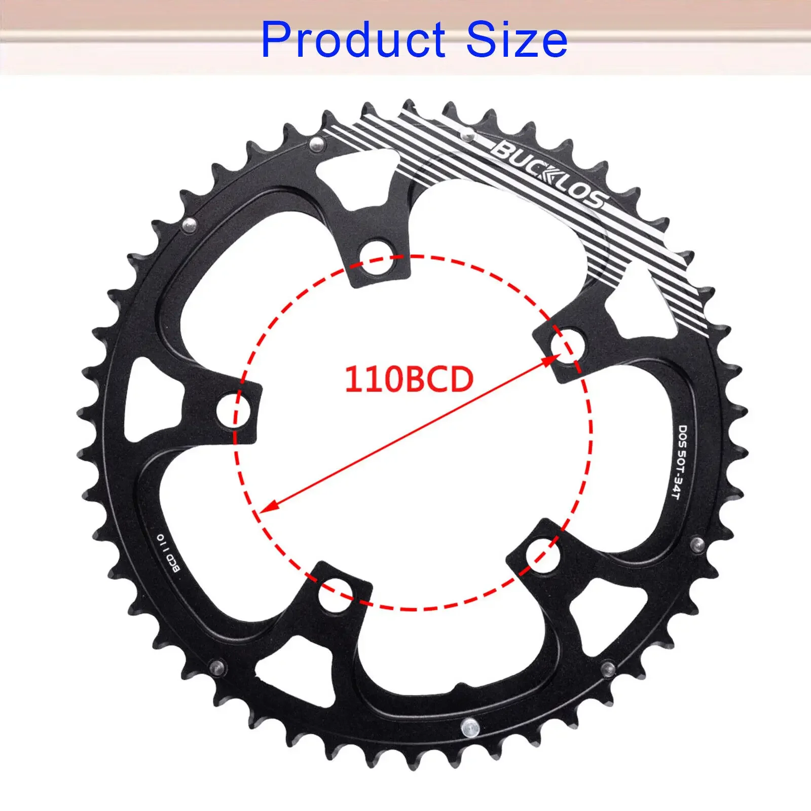 BUCKLOS 110 BCD Road Bike Chainring 34 36 39 50 52 53T Double Speed Chainwheel Plate 8/9/10/11 Speed Bicycle Crown Cycling Parts