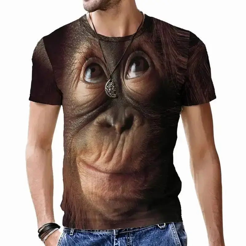 Man Funny Funny Animal Monkey Food Funny Pattern 3d Printed T-Shirt Fashion Street Funny Personality Plus Size Breathable Top