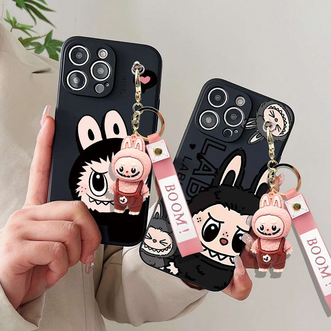 

3D cartoon toy keychain LABUBU phone case suitable for Samsung A40 A40 S A41 A42 A50 A51 A52 A53 A54 A55 A60 A70 A71 A72 A73