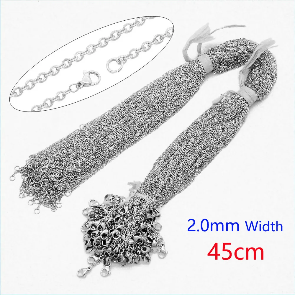 LAVIXMIA 100 teile/los Groß Großhandel 304 Edelstahl Kabel Link Rolo Kette Halskette für DIY Schmuck Machen Silber Farbe 45-50 cm Frauen 8