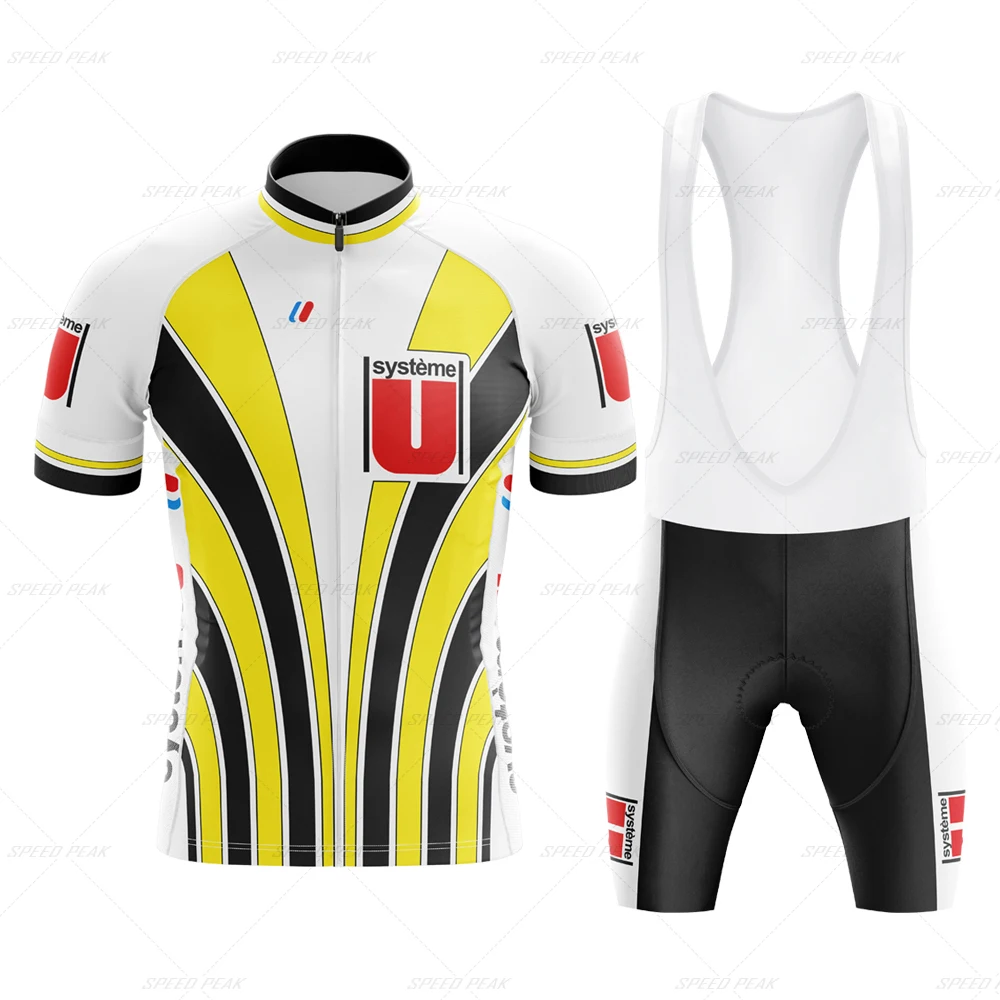 systeme Retro Cycling Jersey Set Classical Bicycle Suit Bike Blue Summer Sleeve Men Bib Shorts Clothes Por Team Men's Bike