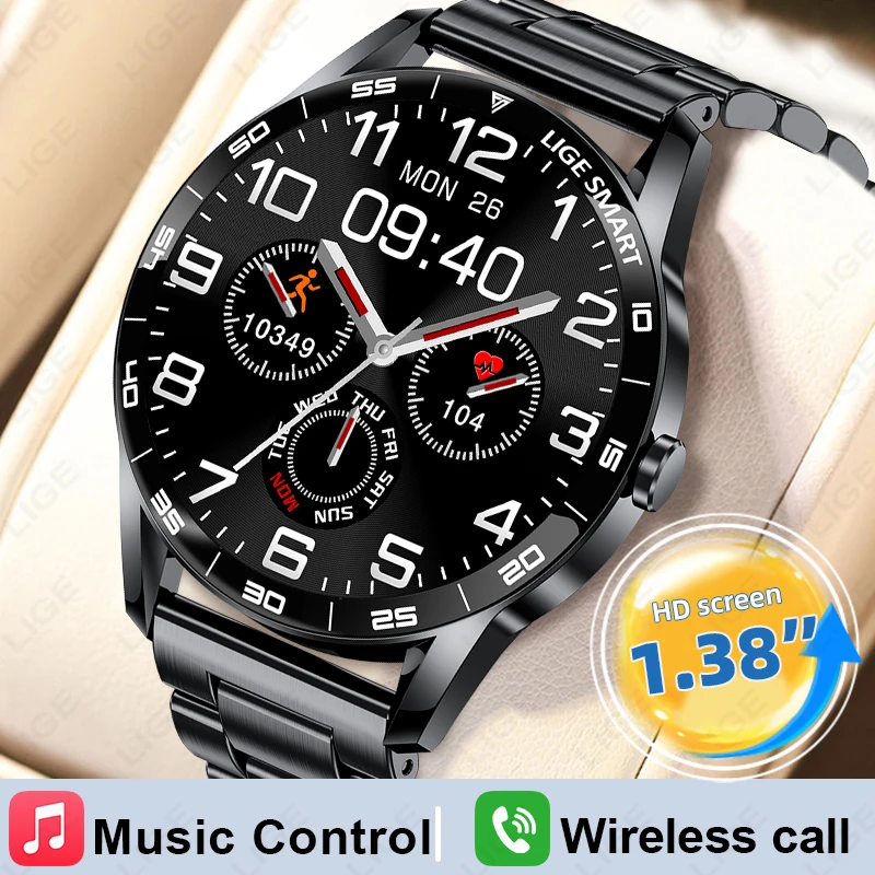 

LIGE Smart Sports Watch Men Bluetooth Call Message Reminder Heart Rate Health Monitor Multi Sport Mode Waterproof Smartwatch New