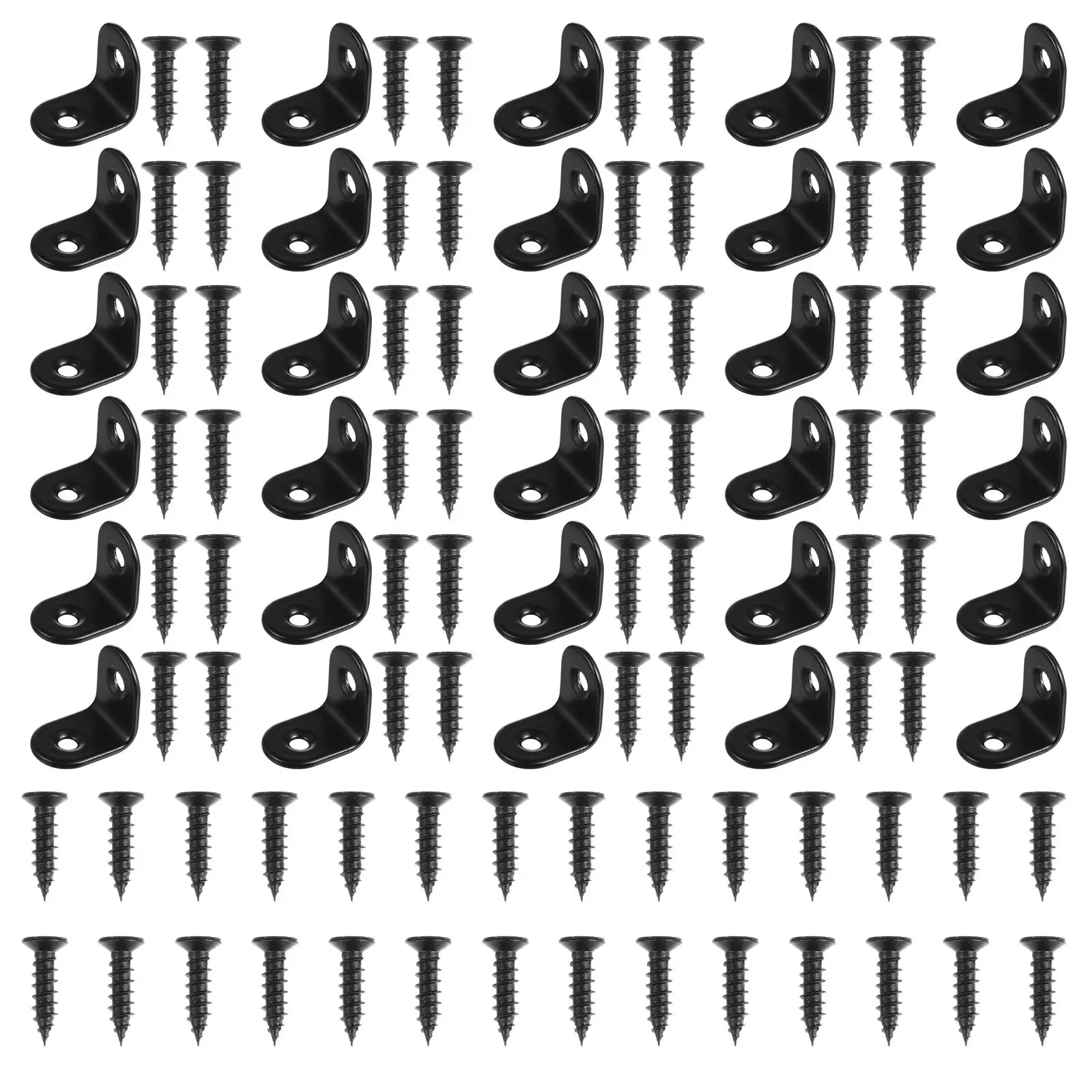 Staffe angolari in acciaio inossidabile da 30 pezzi, hardware per mensola angolare nera resistente, installazione resistente alla ruggine, scaffale da giardino