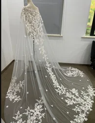 Bridal Wrap Lace Appliques Shawl Wedding cloak Dress Accessories Party  Women long Jacket cape dress custom size