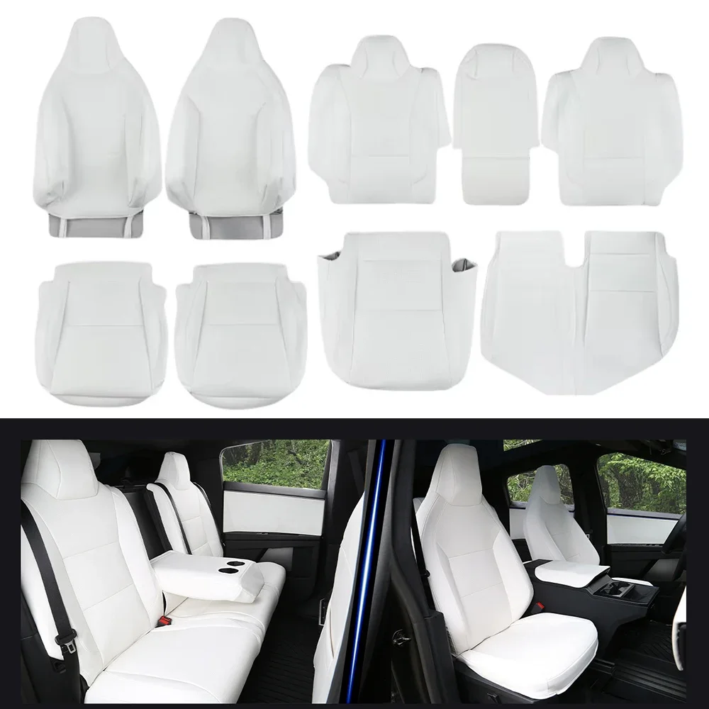

Seat Covers for Tesla Cybertruck 2024 2025 Full Coverage PU Leather Seat Protector with Armrest Cover for Cybertruck Accessories