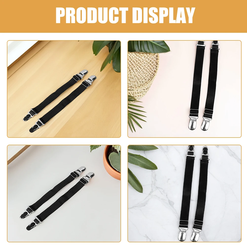 2 زوج أسود قابل للتعديل مقاطع الرباط المعدنية للجوارب بطة بيل تصميم آمن عقد المضادة للانزلاق لتخزين الجوارب كفاءة #3