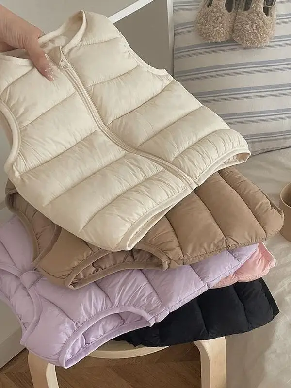 

Thiened down Cotton Vest for Children Warmth Baby Inner And Outer Wear Autumn Winter Collar Polyester Fiber 00%