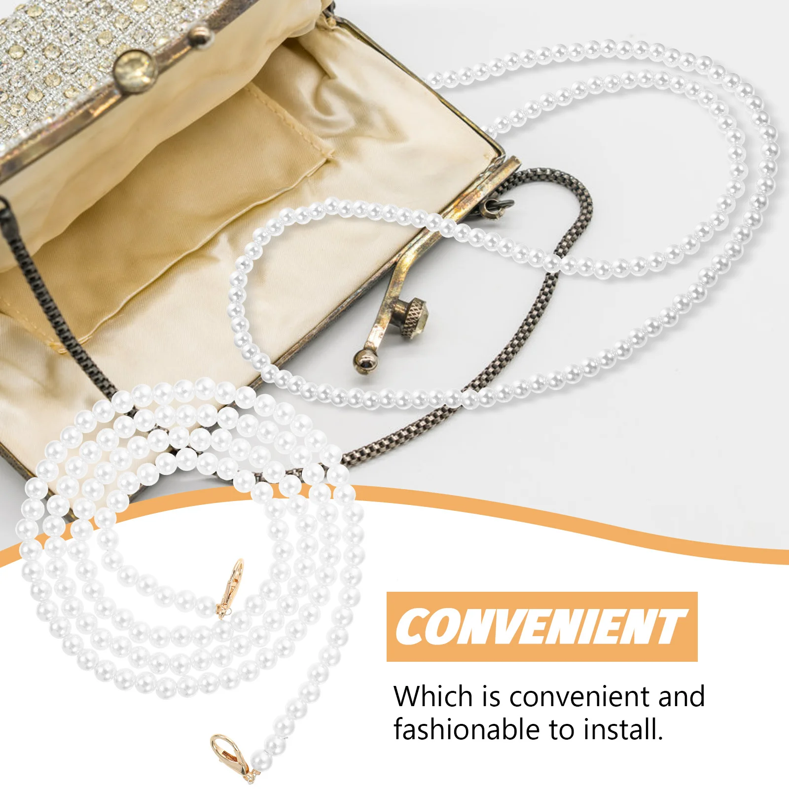 

DIY Handbag Pearl Chain Durable Plastic Replacement Chain for Shoulder Bags Clutches Messenger Bags Fashionable Bag Strap