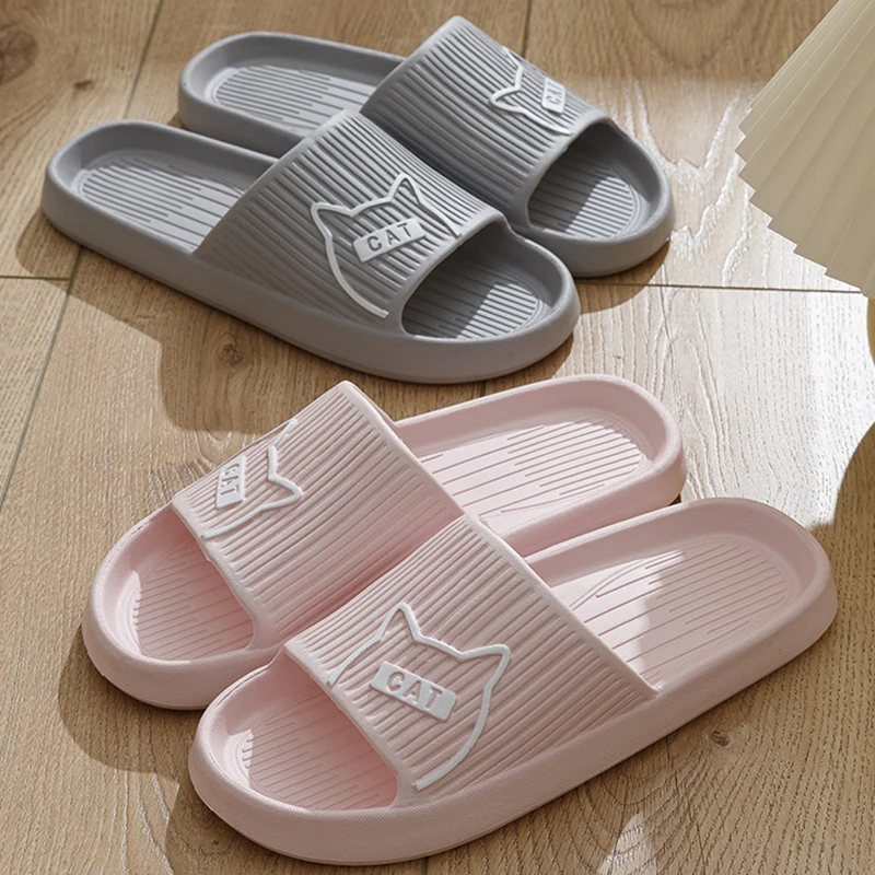 New Fashion Cartoon Couple Non-slip Flat Slides Summer Lithe Sandals For Women Men Slippers Ladies\' Home Shoes Indoor Flip Flops