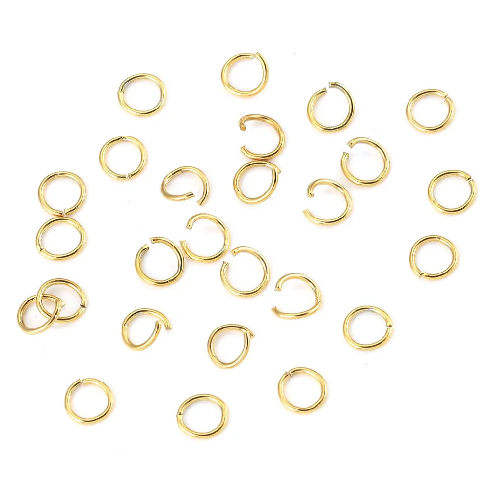 100pcs 4/6/8/10mm Gold-Plate Stainless Steel Jump Rings Open Split Ring Connectors for Jewelry Making Supplies Finding Wholasale