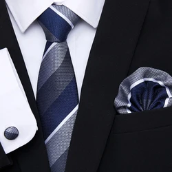 Luxury Tie For Men Birthday Present Tie Pocket Squares Cufflink Set Necktie Pink hombre Printed Formal Clothing Father's Day
