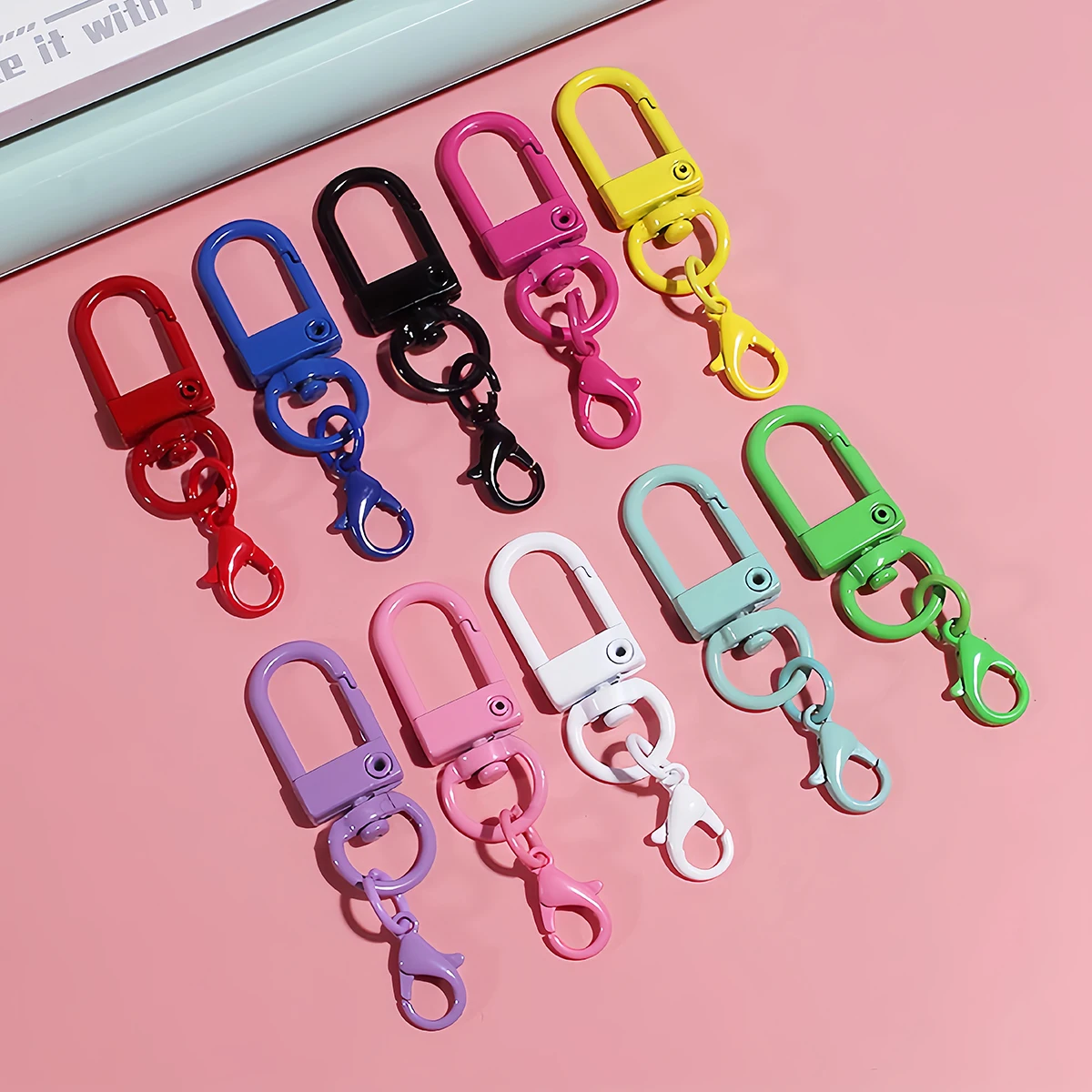5-10 Stück bunte Metall-Schnappverschlüsse, Karabinerhaken, drehbare Schlüsselringe, Schnallenverbinder für DIY-Anhänger, Schlüsselanhänger, Taschenzubehör – Detail 5